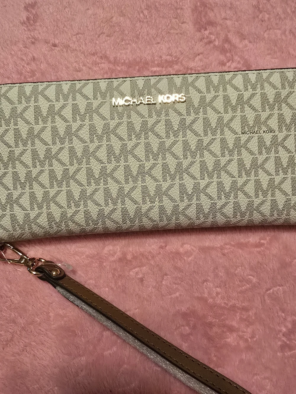 Michael Kors Beige Logo Wristlet Wallet
